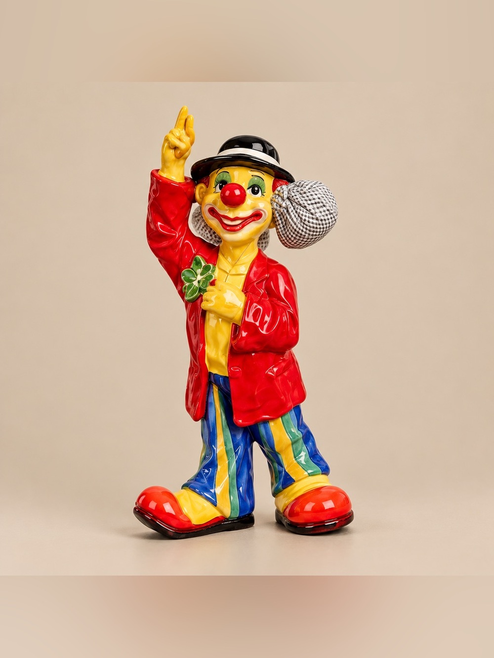 Hobo Teary Eyed Clown Hand Painted Vintage Paper Mache Made in Mexico Unmarked